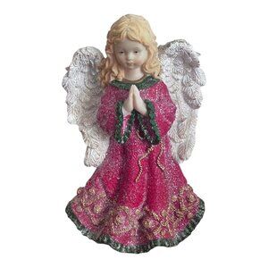 Angel Heavenly Girl Wings Praying Hands Figurine Santa's Collection